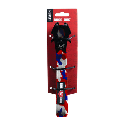 Boss Dog Leash 6FT Red,White, & Blue Camo
