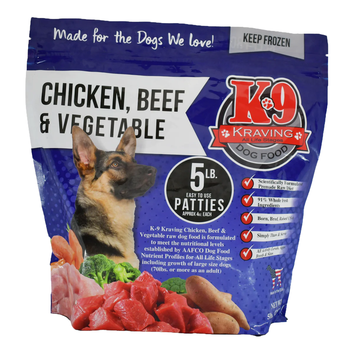 K9 Kraving 5lb Chicken, Beef & Vegetable Patties