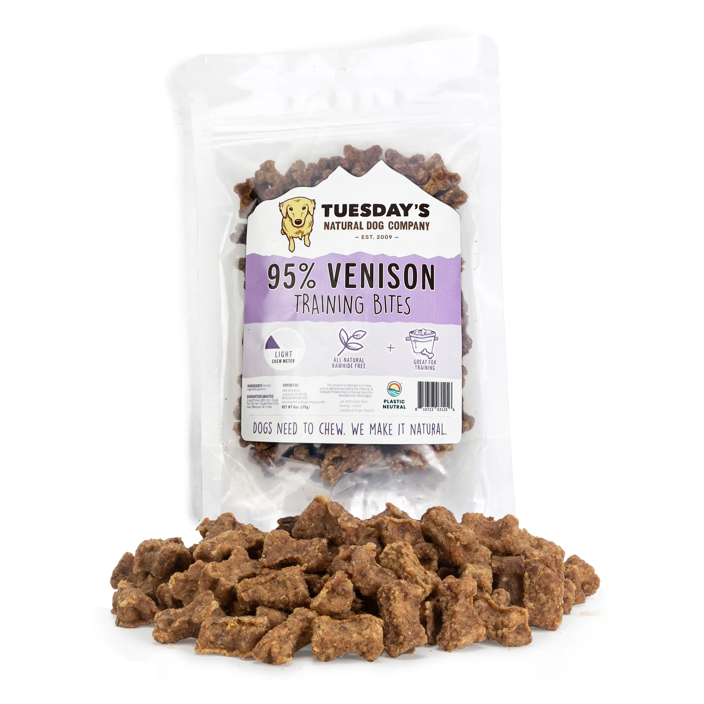 Tuesday's Natural Dog Venison Training Bites