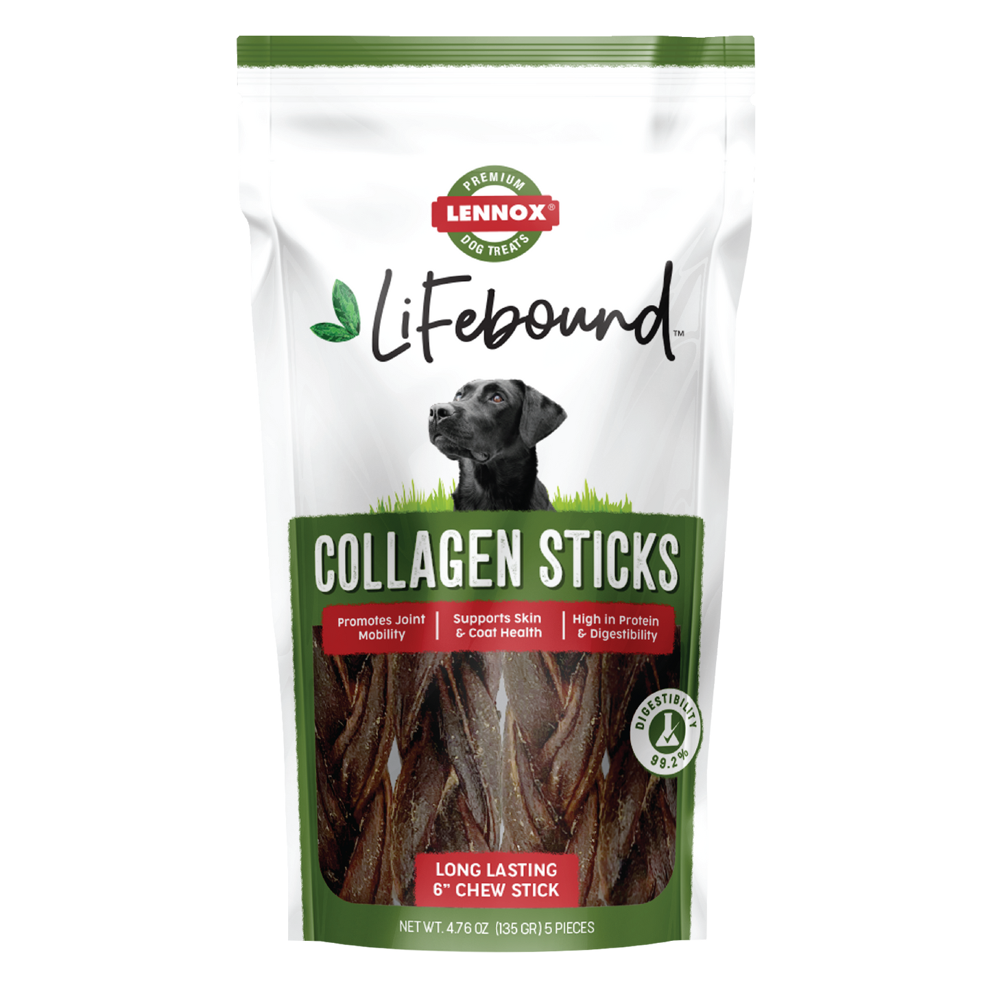 Lennox 6'' Collagen Chew Sticks 5 Pack Bag