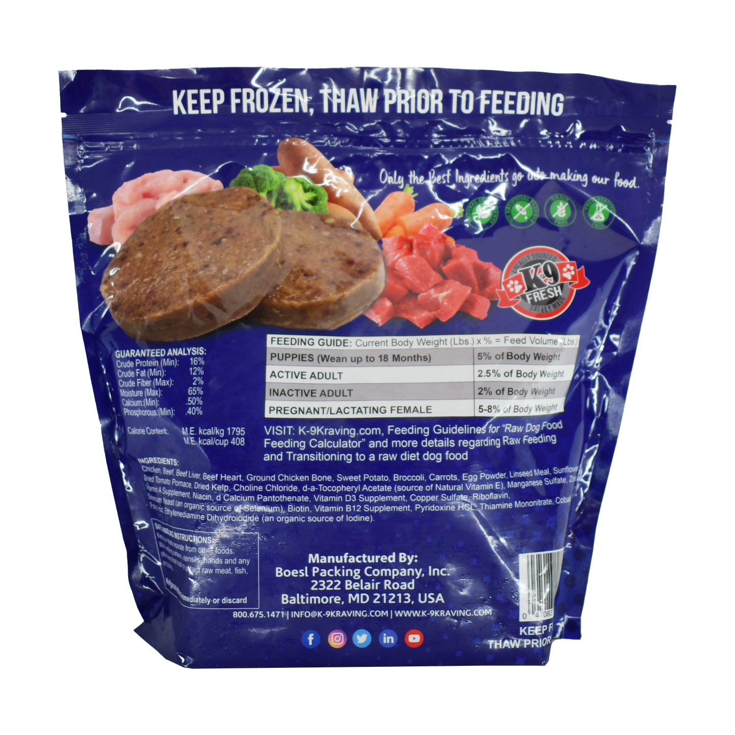 K9 Kraving 5lb Chicken, Beef & Vegetable Patties