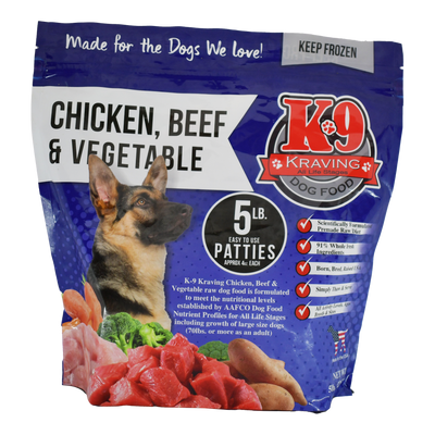 K9 Kraving 5lb Chicken, Beef & Vegetable Patties