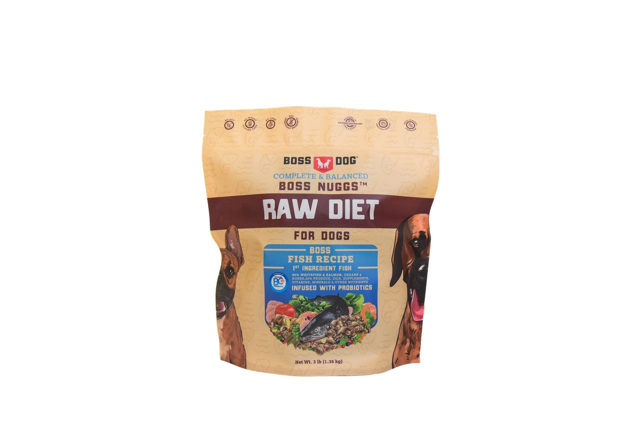 Boss Dog Complete Raw Frozen Fish Diet Nuggs 3lb