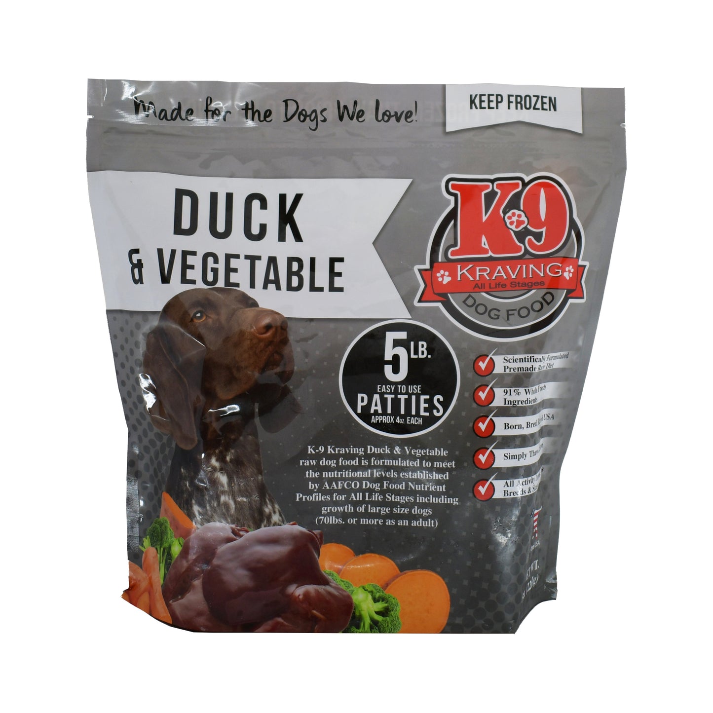 k9 Kraving 5lb Duck Patties