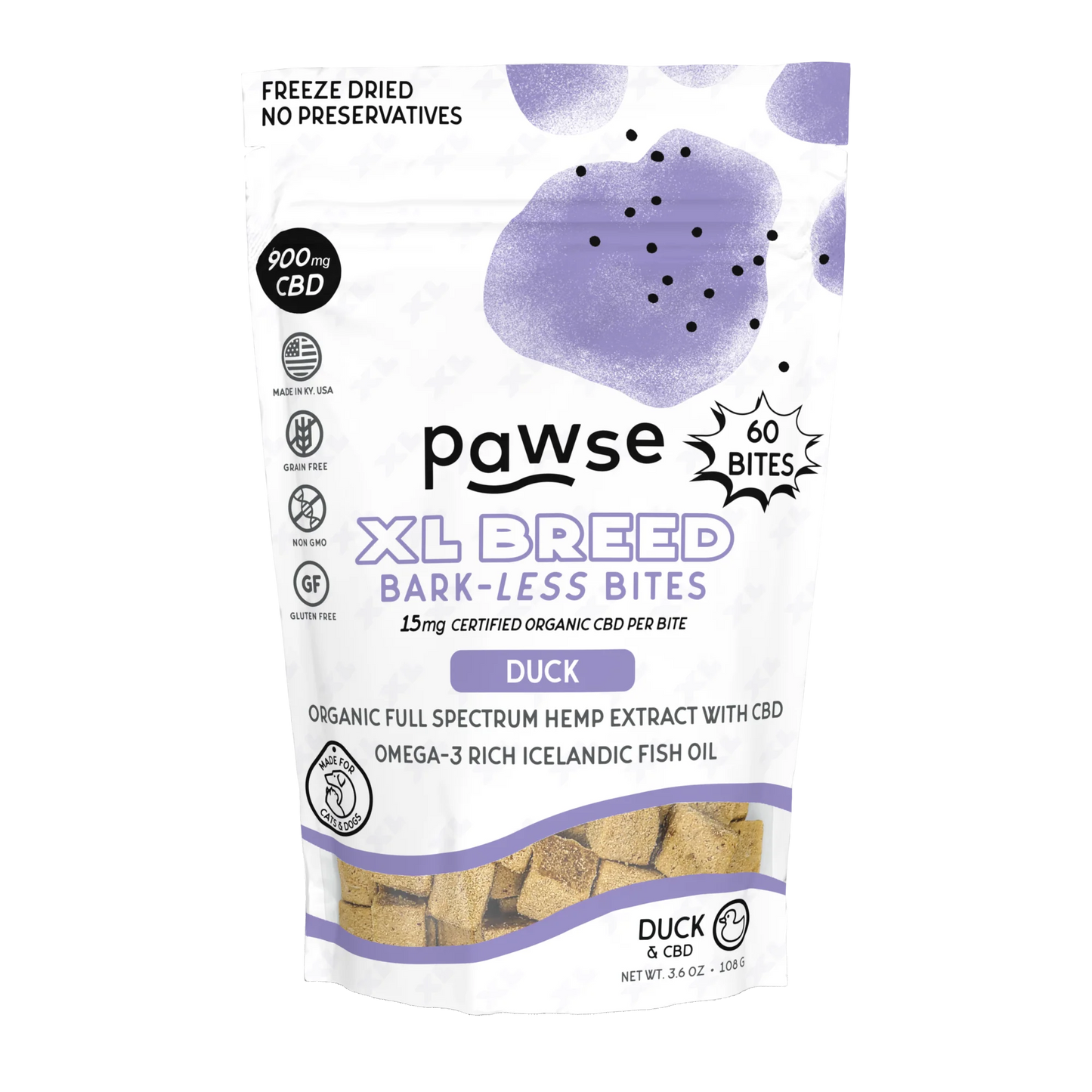 Pawse - Barkless Bites 60ct - Duck ~ XL Breed