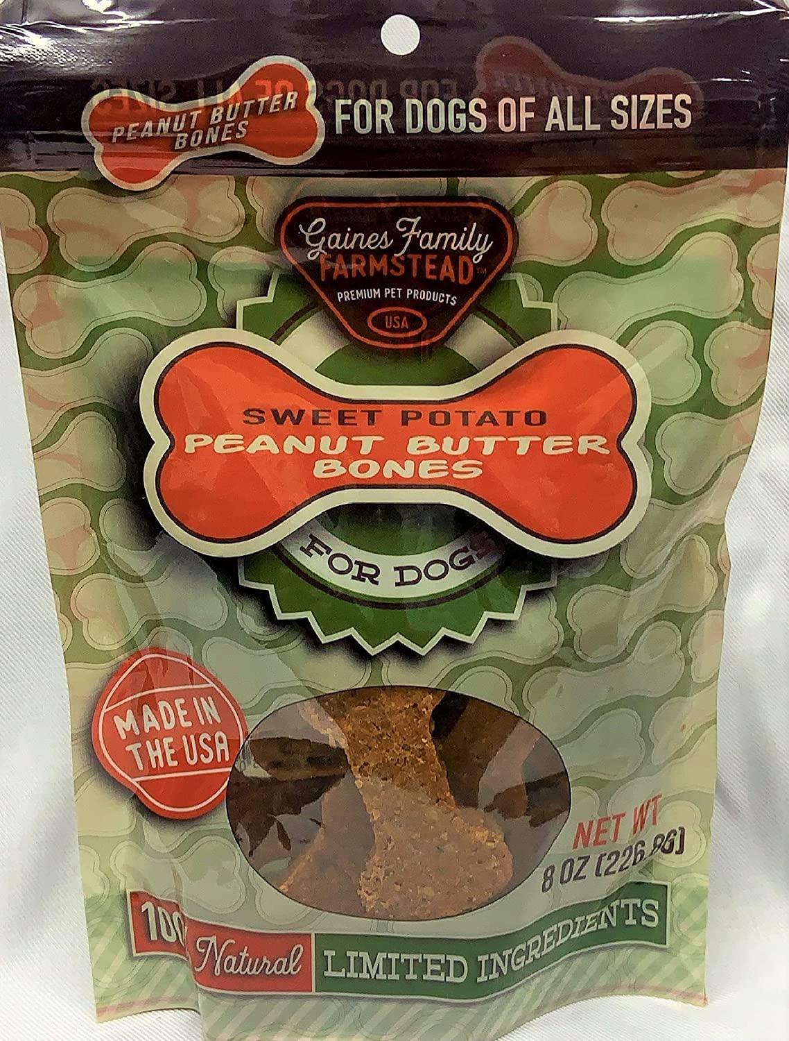 Gaines Sweet Potato Peanut Butter Topped Bones 8oz
