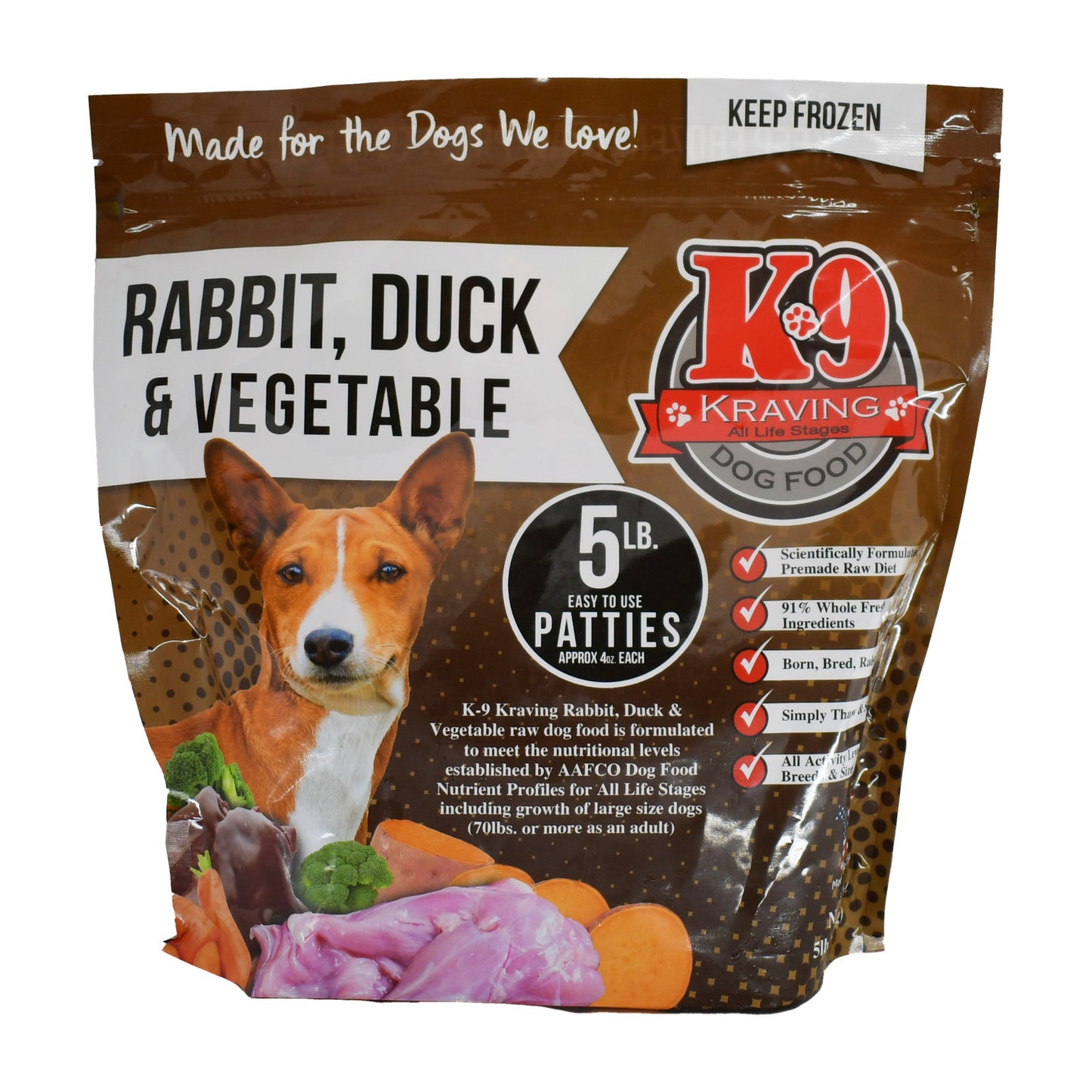 k9 Kraving 5lb Rabbit, Duck, & Veg Patties