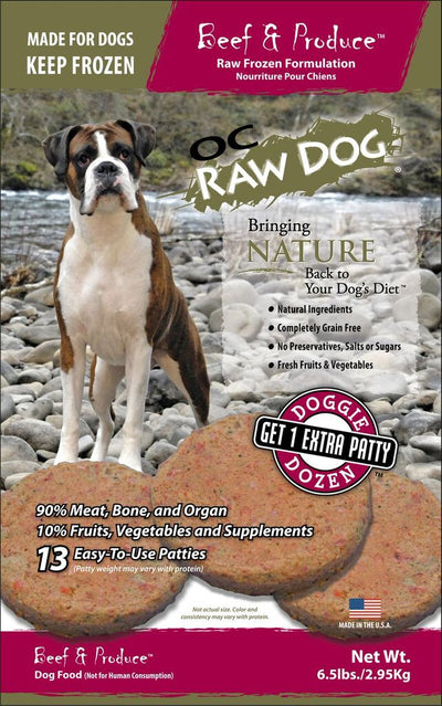 OC Raw Beef & Produce Patty Doggie Dozen 6.5lb