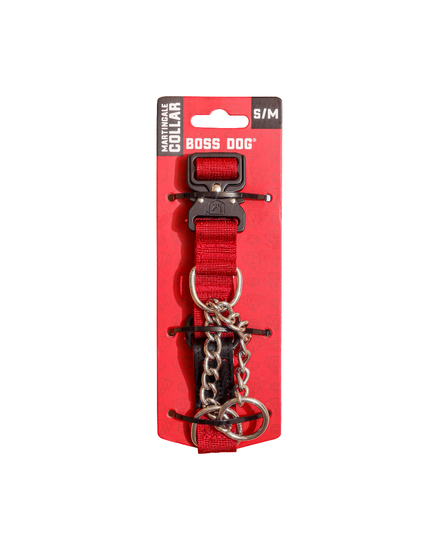 Boss Dog Tactical Martingale Collar 1" - Small/Medium- Red