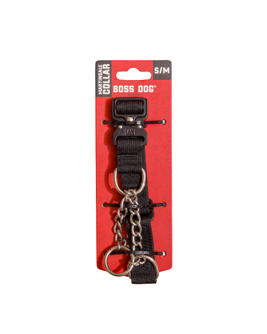 Boss Dog Tactical Martingale Collar 1" - Small/Medium- Black