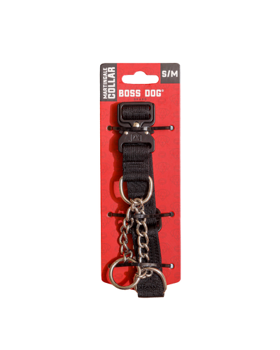 Boss Dog Tactical Martingale Collar 1" - Small/Medium- Black