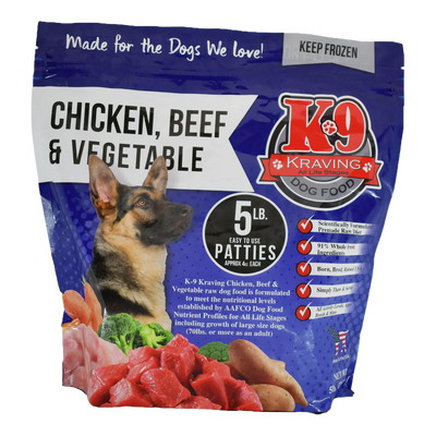K9 Kraving 5lb Chicken, Beef & Vegetable Patties