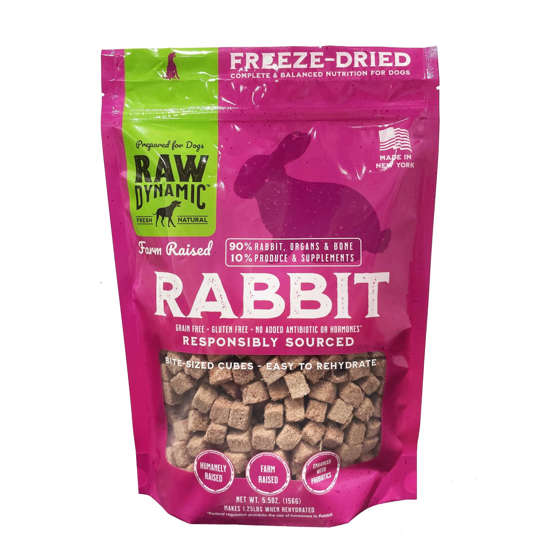 Fuzzy Dried Rabbit Raw Dynamic- Freeze Dried Rabbit 14oz – The K9 Shop