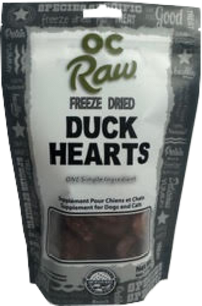 OC Raw Freeze Dried Duck Hearts 4oz
