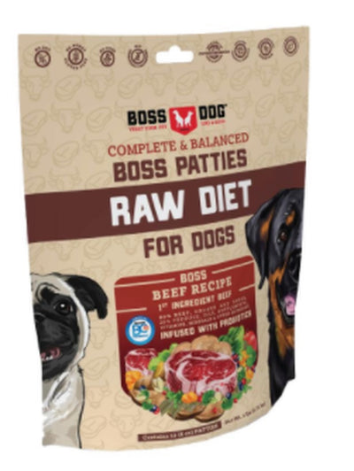 Boss Dog Complete Raw Frozen Beef Diet Patties 6lb