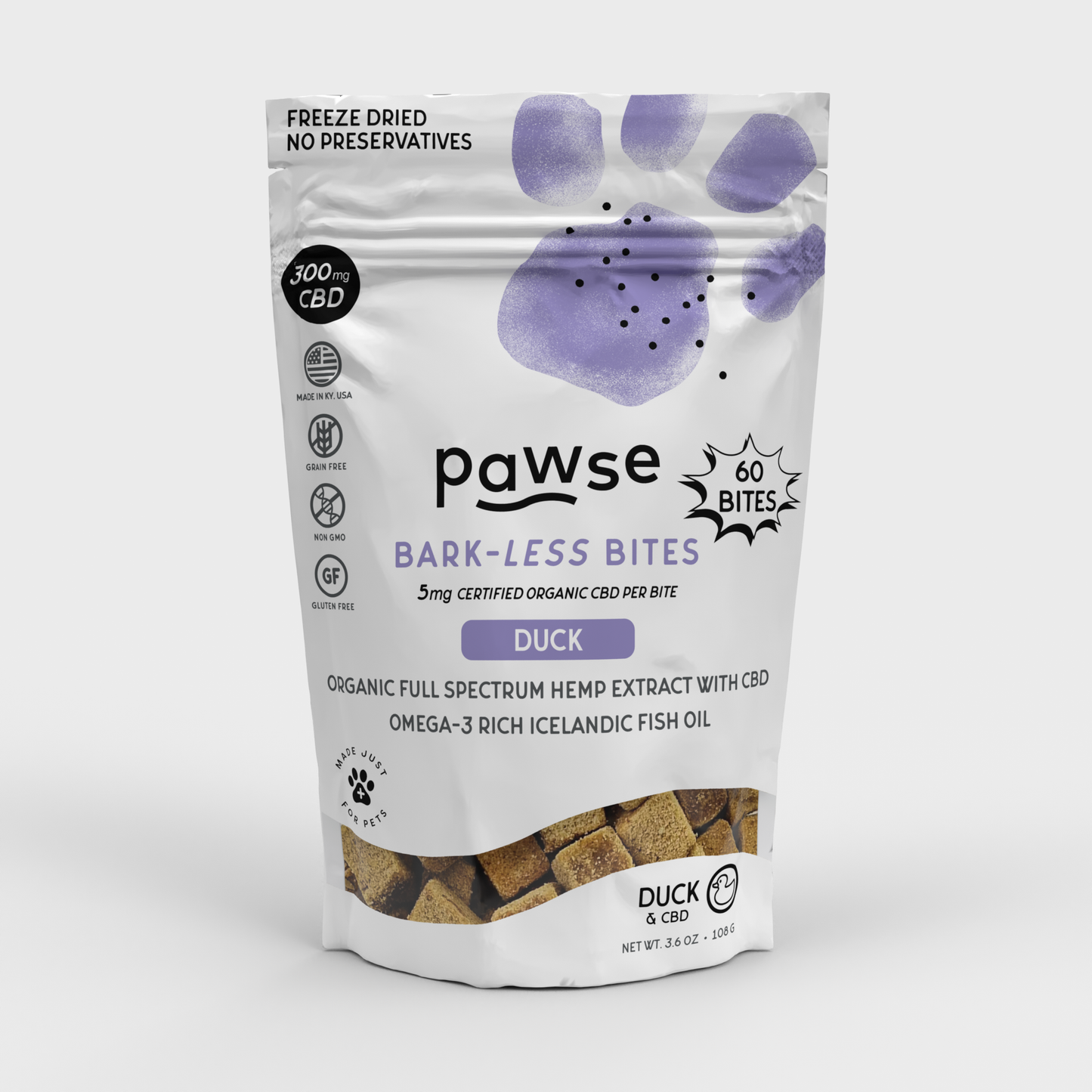 Pawse - Barkless Bites 60ct - Duck